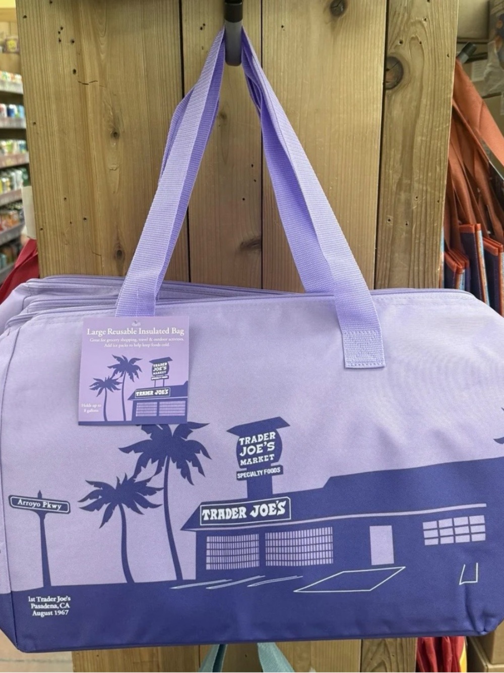 NWT Trader Joe's Purple Rain Large Reusable Insulated Tote